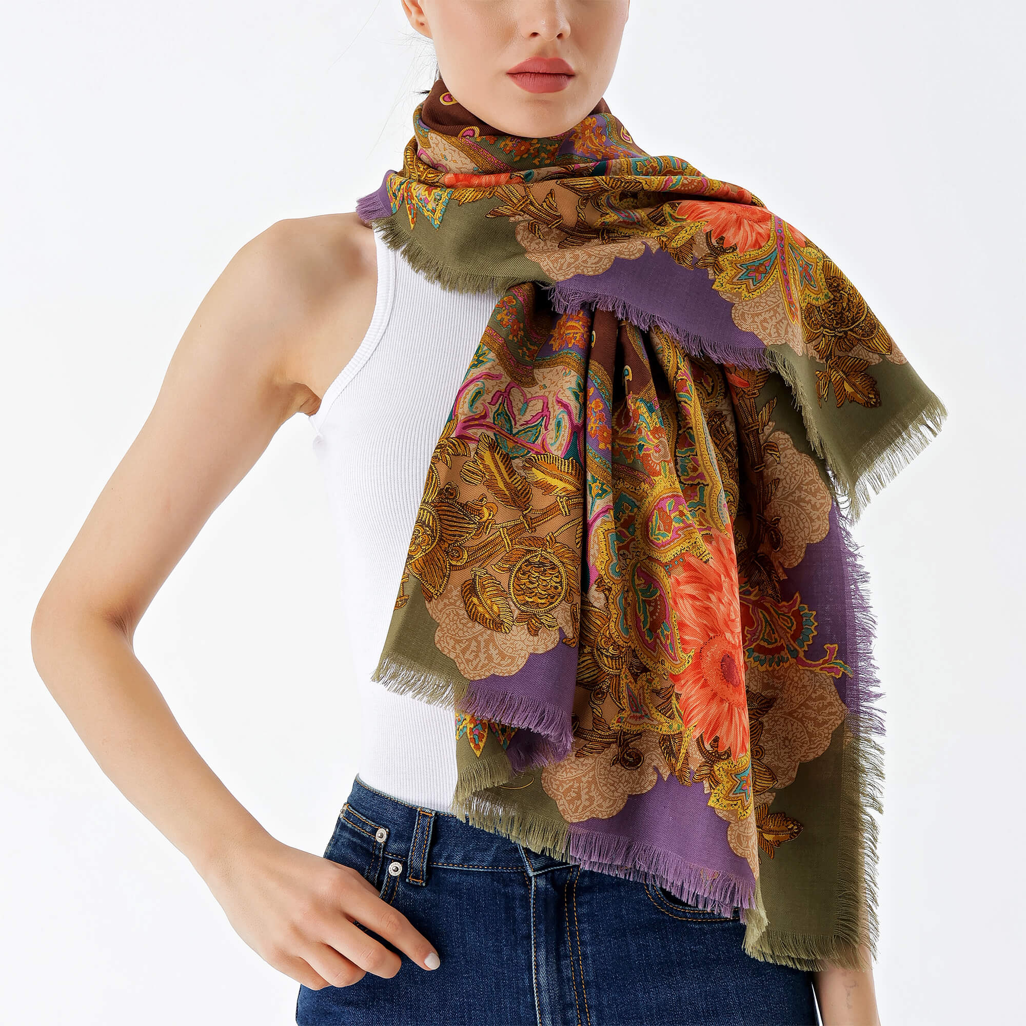 Gucci - Multicolor Etnic Wool&Silk Shawl 138 x138